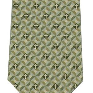 Corbata Cruces en rombos - Verde y beige